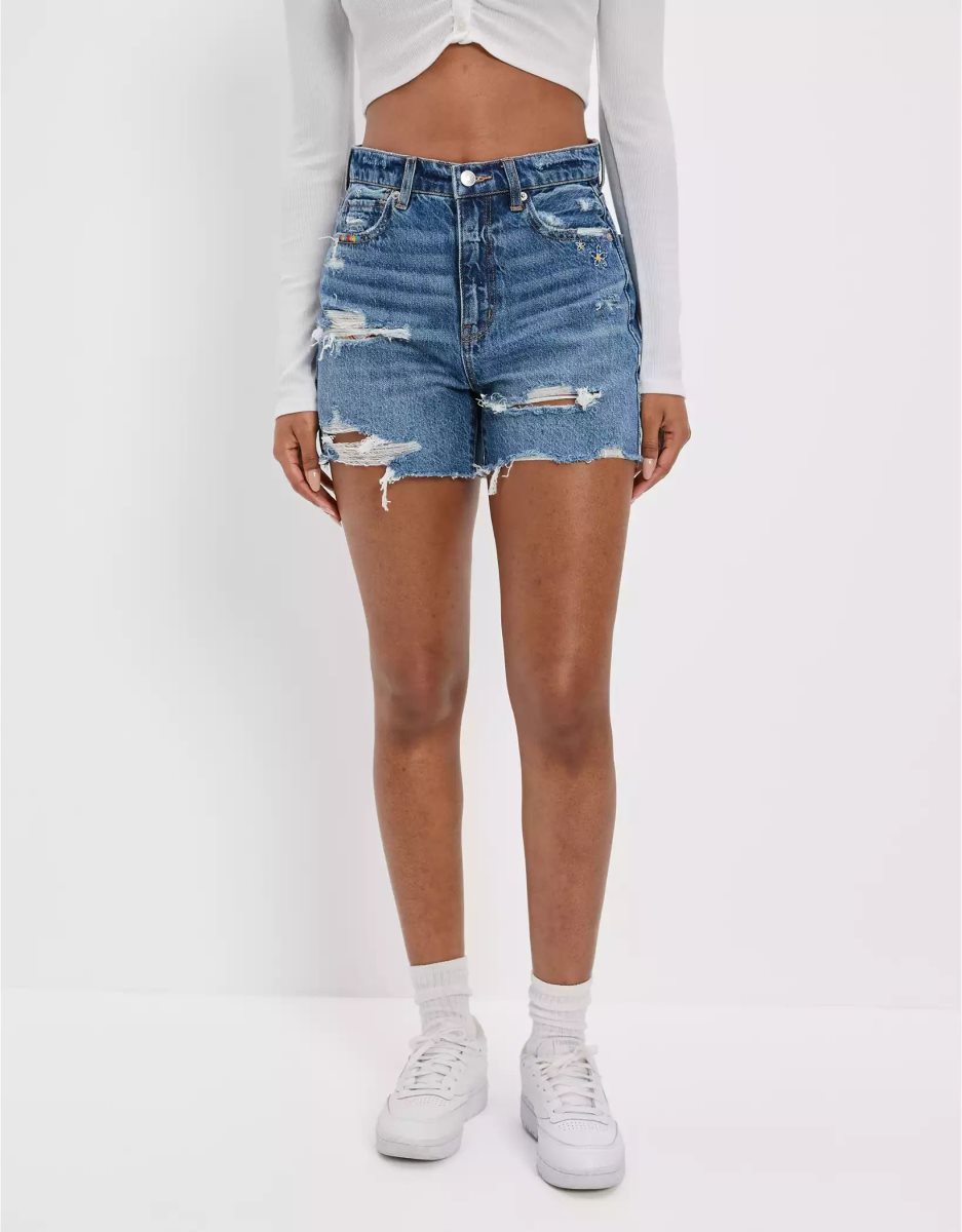 Shorts American Eagle AE Pride Denim Highest Taille Baggy Lavage Clair Femme | LAM-35604433